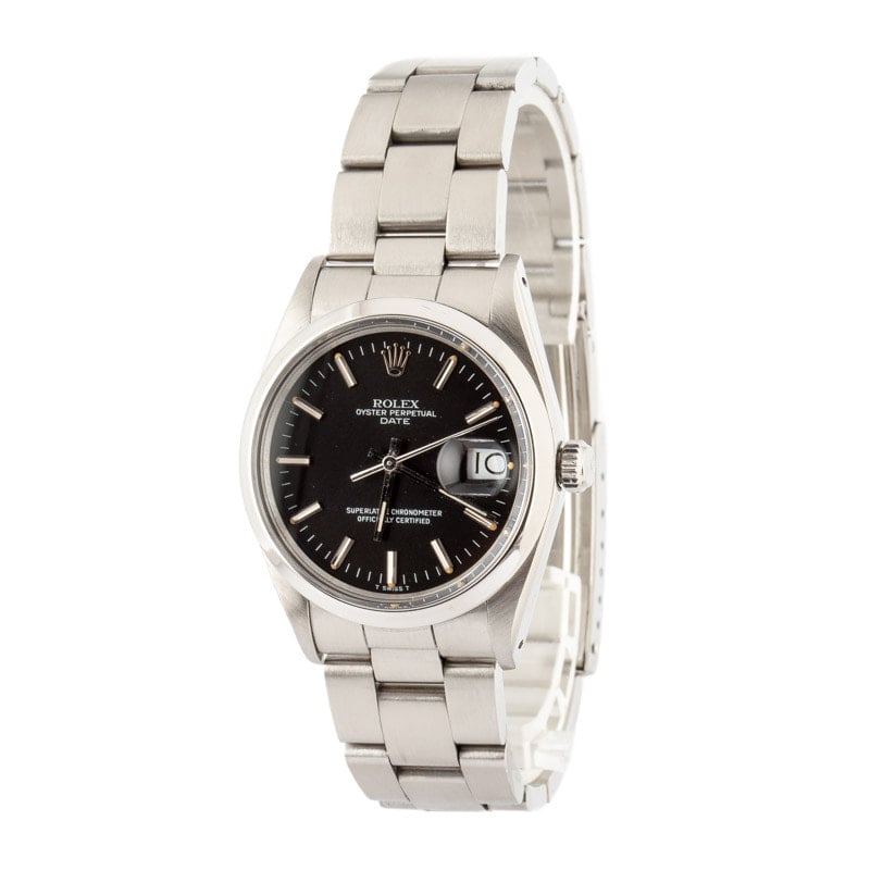 Clean Factory Super Clone Rolex Date 15000 Black Dial 34mm