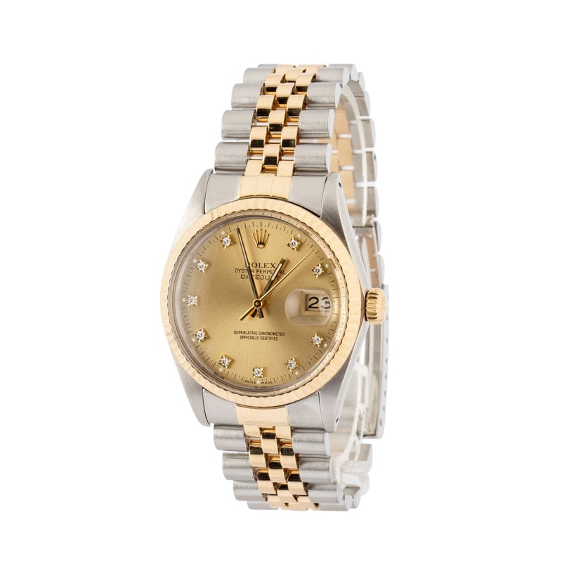 Super Clone Rolex Datejust 16013 Champagne Diamond Dial 36mm