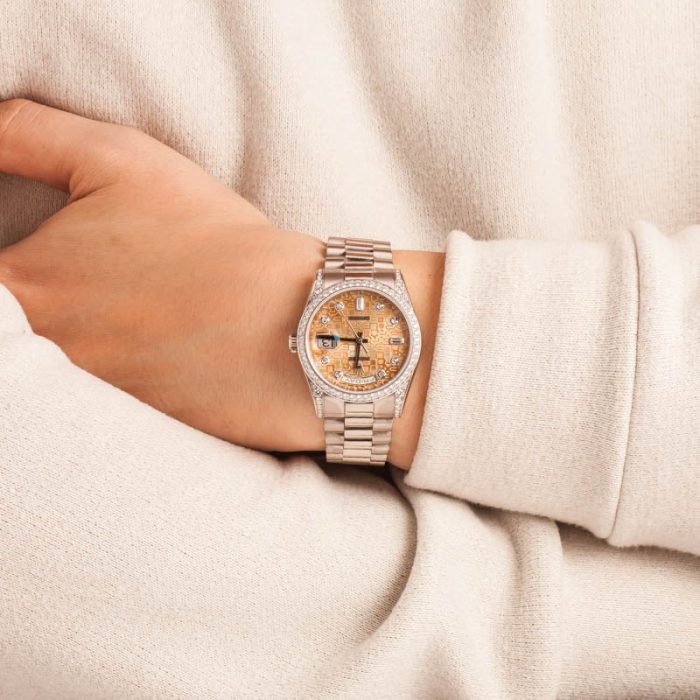 Super Clone Rolex Day-Date 36mm White Gold Diamond Bezel - Image 5