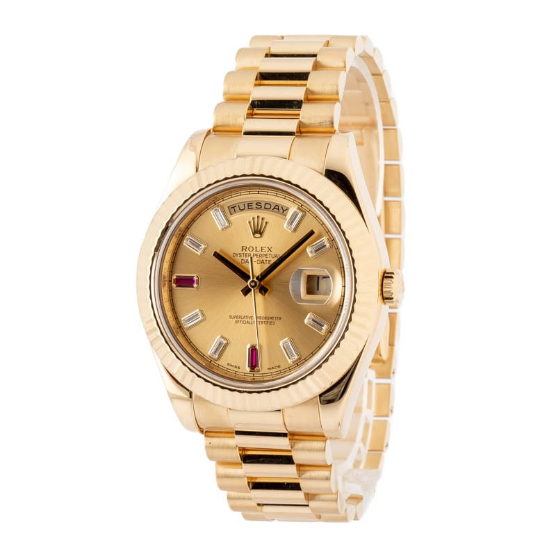 Super Clone Rolex Day-Date II 218238 Yellow Gold AAA Replica