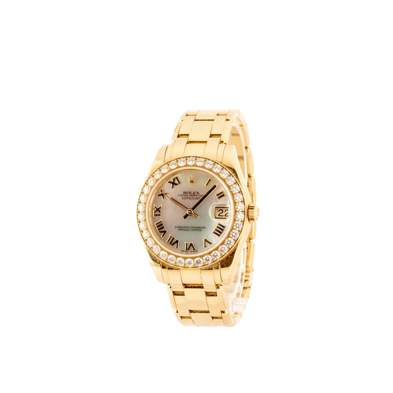Super Clone Rolex Pearlmaster 34 18K Gold AAA Replica