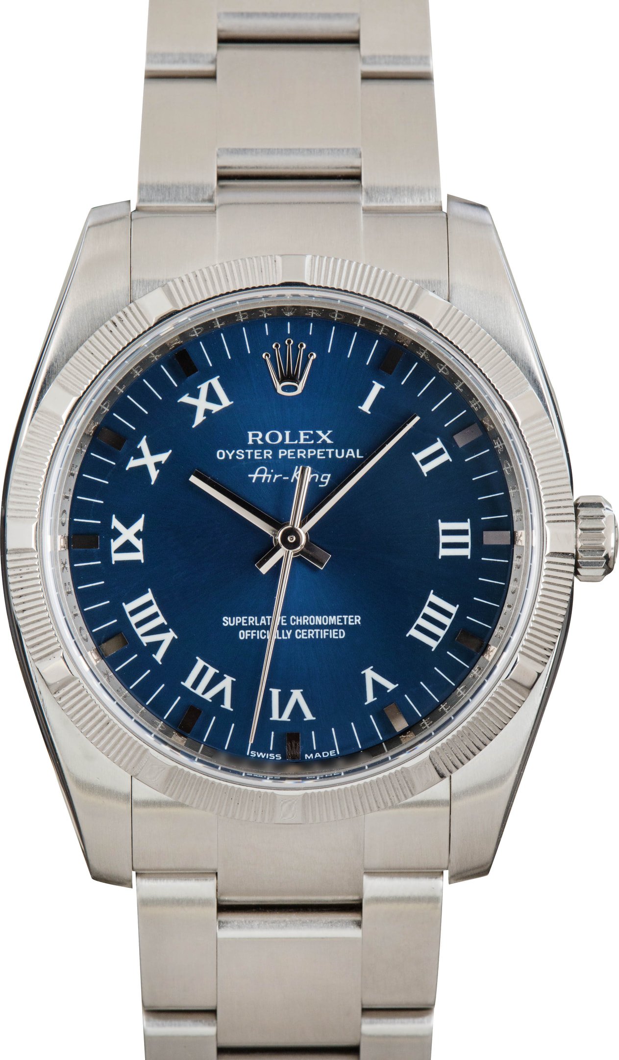 zUsed-Rolex-Air-King-114200-Blue-Dial-SKU182624 Clean Factory Super Clone Rolex Air-King 114200 Blue Roman Dial - Image 1