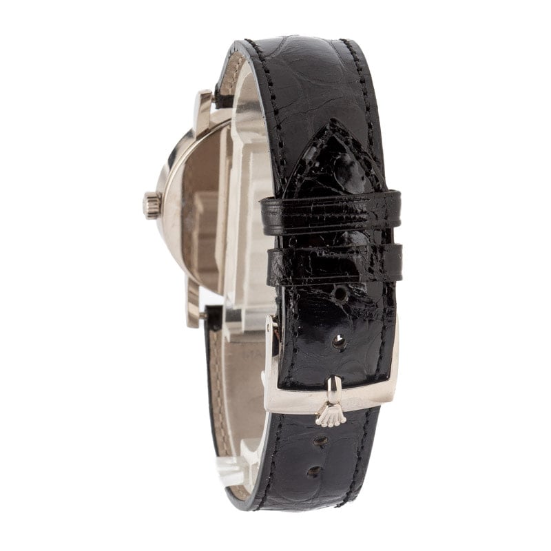 Super Clone Rolex Cellini 5115 18k White Gold Black Dial