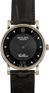 Super Clone Rolex Cellini 5115 18k White Gold Black Dial