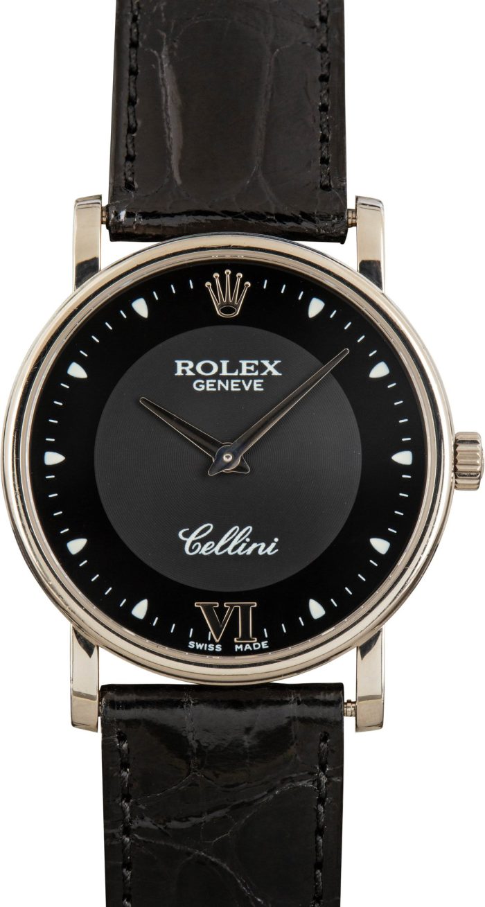Super Clone Rolex Cellini 5115 18k White Gold Black Dial - Image 2