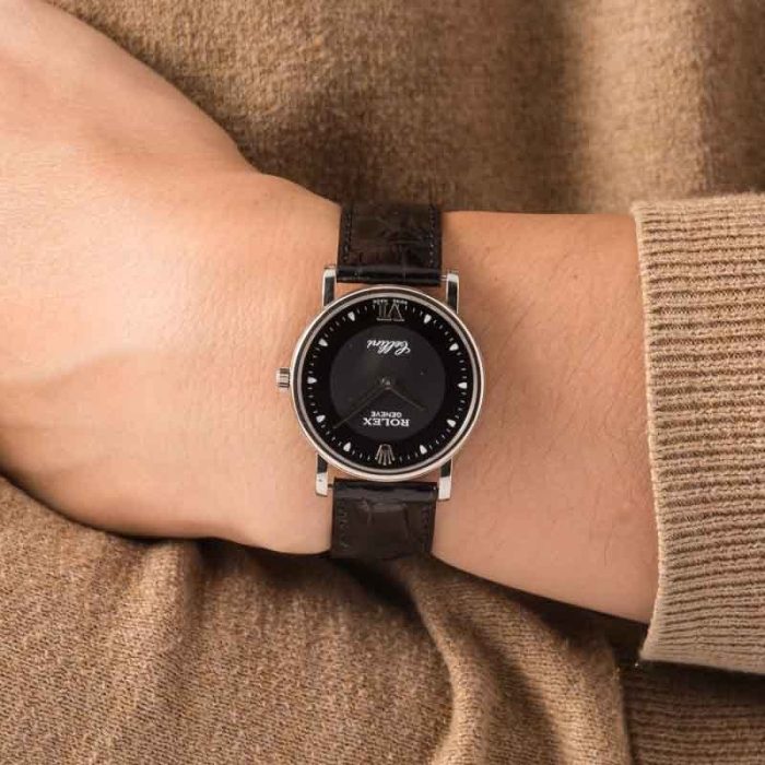 Super Clone Rolex Cellini 5115 18k White Gold Black Dial - Image 6