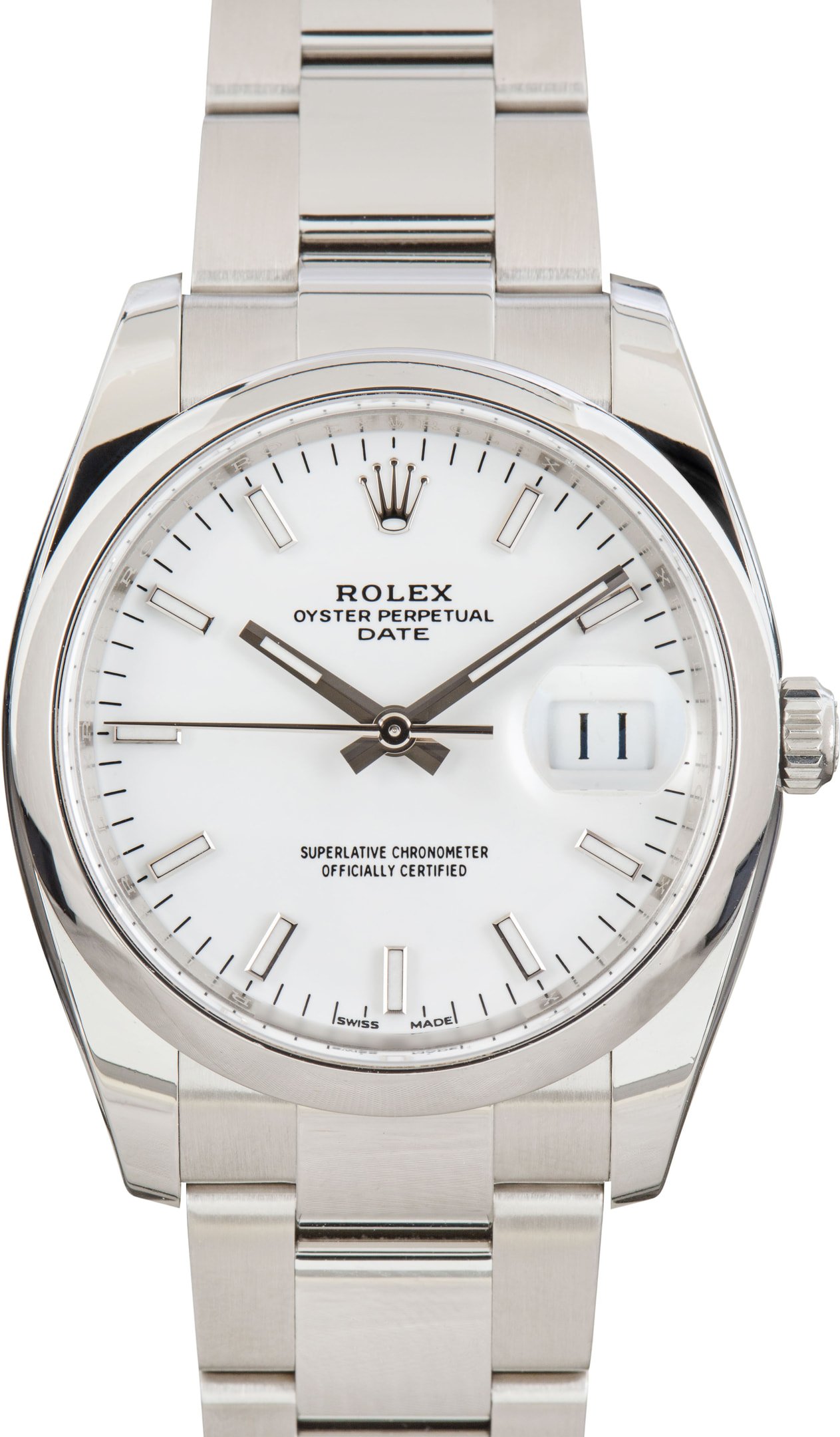 zUsed-Rolex-Date-115200-White-Index-Dial-SKU183321 Clean Factory Super Clone Rolex Date 115200 White Dial 34mm - Image 1