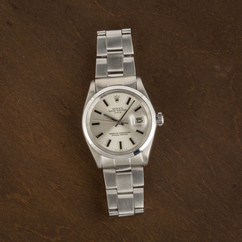Clean Factory Super Clone Rolex Date 1500 Silver Index 34mm