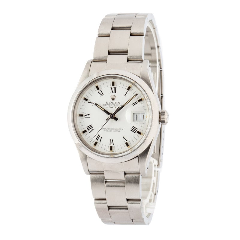 Clean Factory Super Clone Rolex Date 15000 White Roman Dial