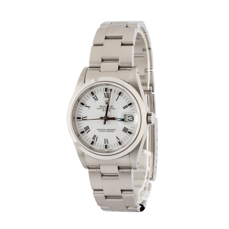 Super Clone Rolex Date 15200 White Roman Dial 34mm