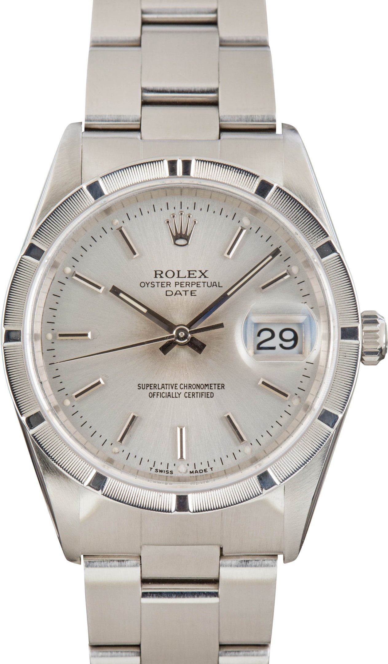 zUsed-Rolex-Date-15210-Silver-Index-Dial-SKU183596 Clean Factory Super Clone Rolex Date 15210 Silver Dial 34mm - Image 1