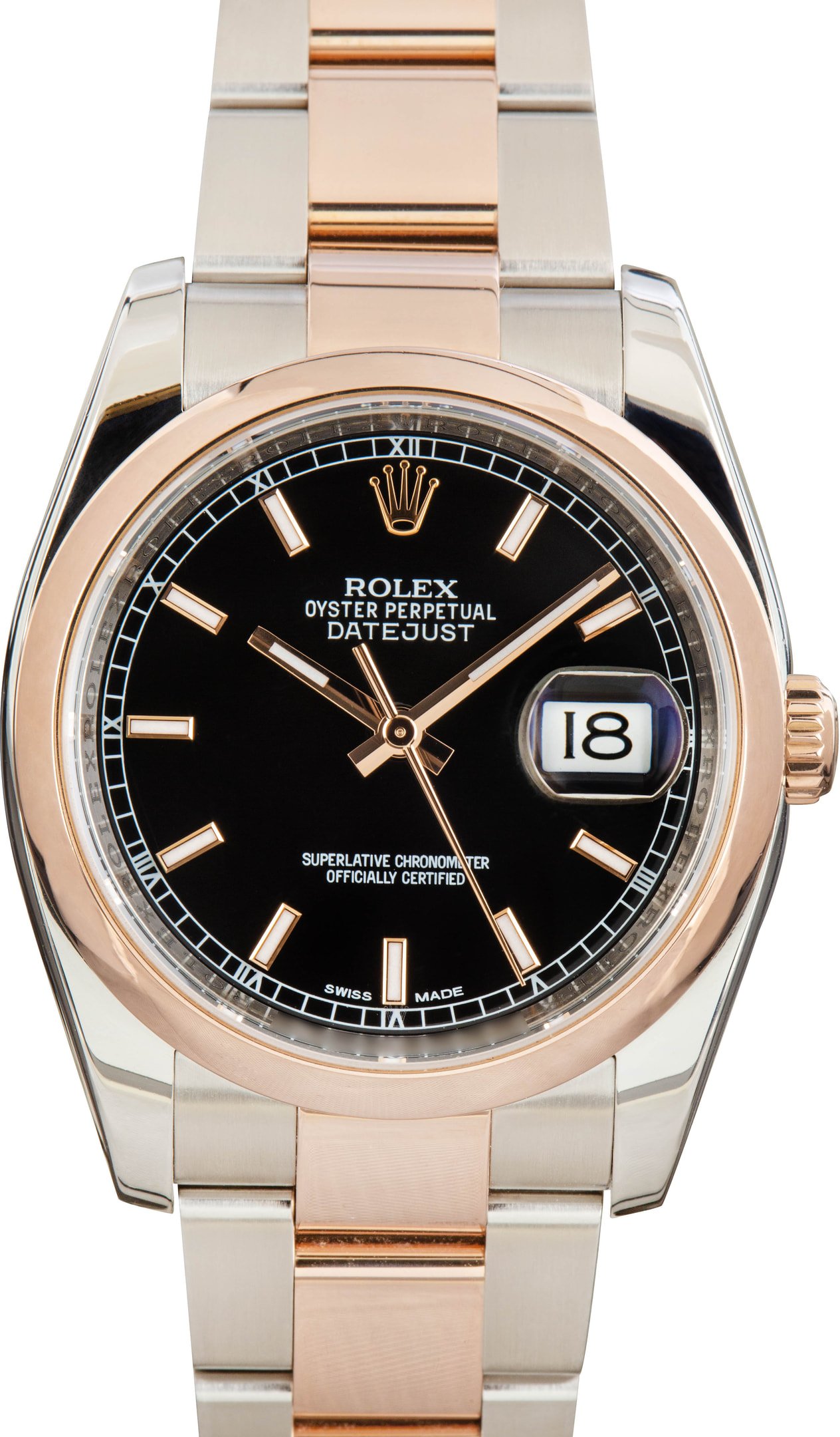 zUsed-Rolex-Datejust-116201-Black-Index-Dial-SKU180061 Clean Factory Super Clone Rolex Datejust 116201 Rose Gold - Image 1
