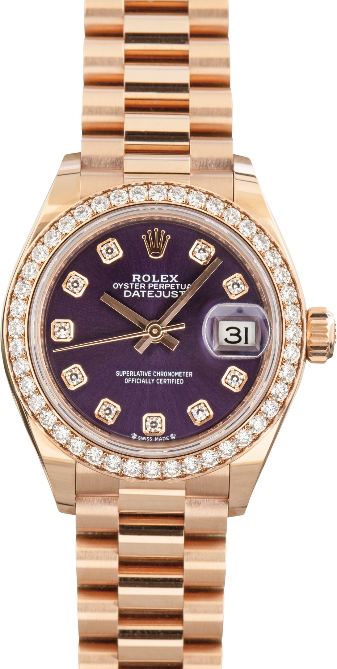 zUsed-Rolex-Datejust-279135-Purple-Dial-SKU175026 Super Clone Rolex Lady-Datejust 279135 18k Everose Gold AAA - Image 1