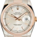Super Clone Rolex Datejust 116201 Silver Dial 36mm Steel Rose Gold