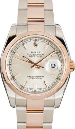 Super Clone Rolex Datejust 116201 Silver Dial 36mm Steel Rose Gold