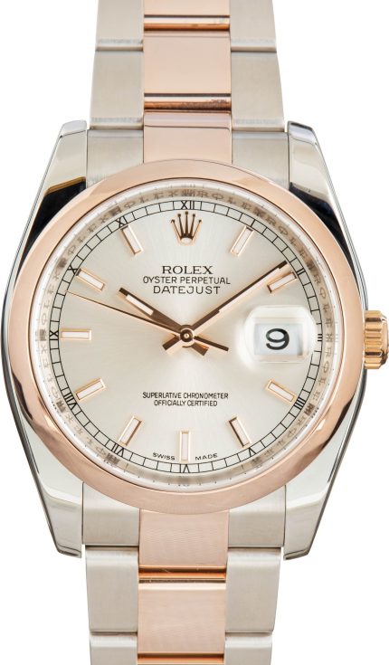 Super Clone Rolex Datejust 116201 Silver Dial 36mm Steel Rose Gold
