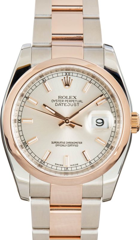 Super Clone Rolex Datejust 116201 Silver Dial 36mm Steel Rose Gold