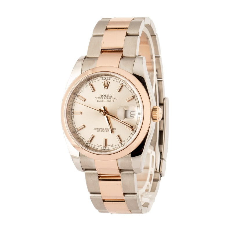 Super Clone Rolex Datejust 116201 Silver Dial 36mm Steel Rose Gold