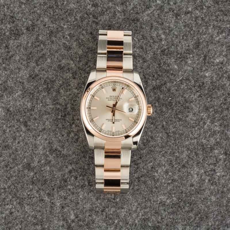 Super Clone Rolex Datejust 116201 Silver Dial 36mm Steel Rose Gold
