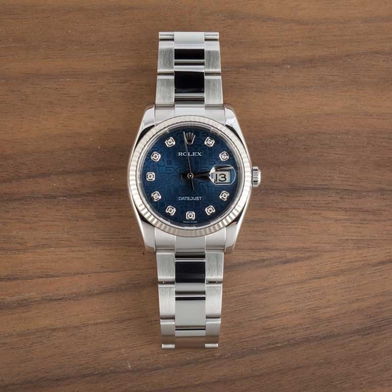 Super Clone Rolex Datejust 116234 Blue Diamond Dial Clean Factory
