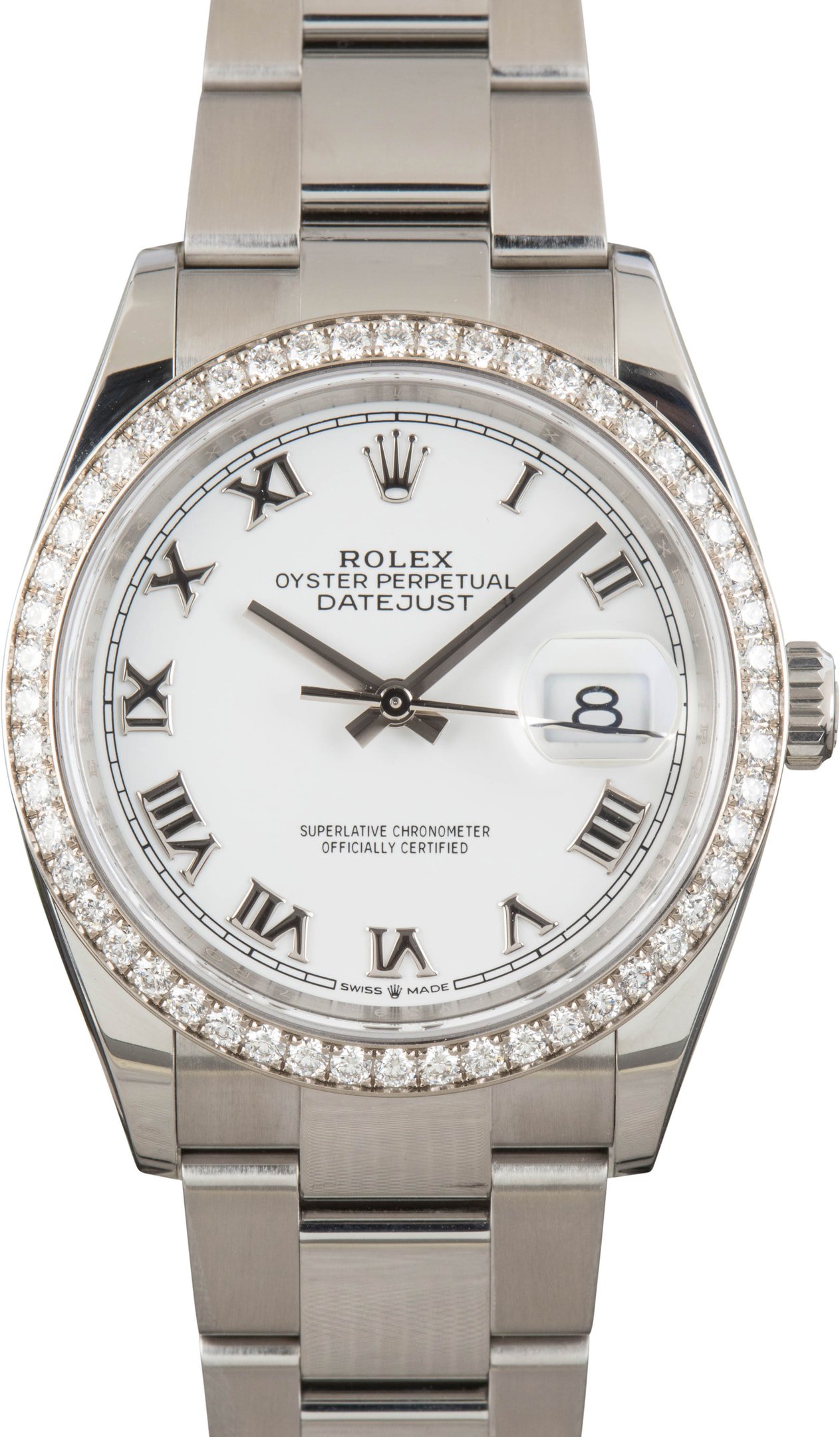 zUsed-Rolex-Datejust-36-126284-White-Roman-Dial-SKU182833 Clean Factory Super Clone Rolex Datejust 126284 White Roman Dial - Image 1