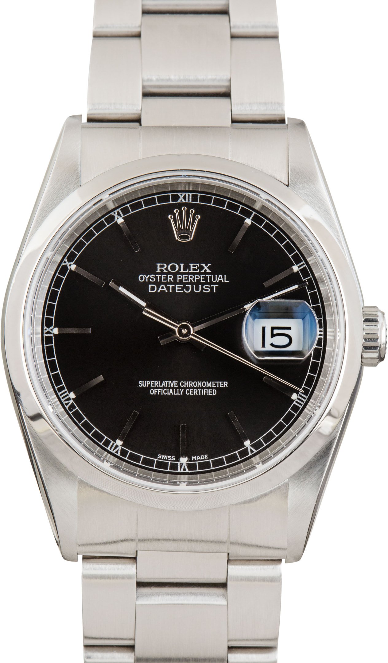 zUsed-Rolex-Datejust-36-16200-Black-Dial-SKU181007 Clean Factory Super Clone Rolex Datejust 16200 Black Dial - Image 1