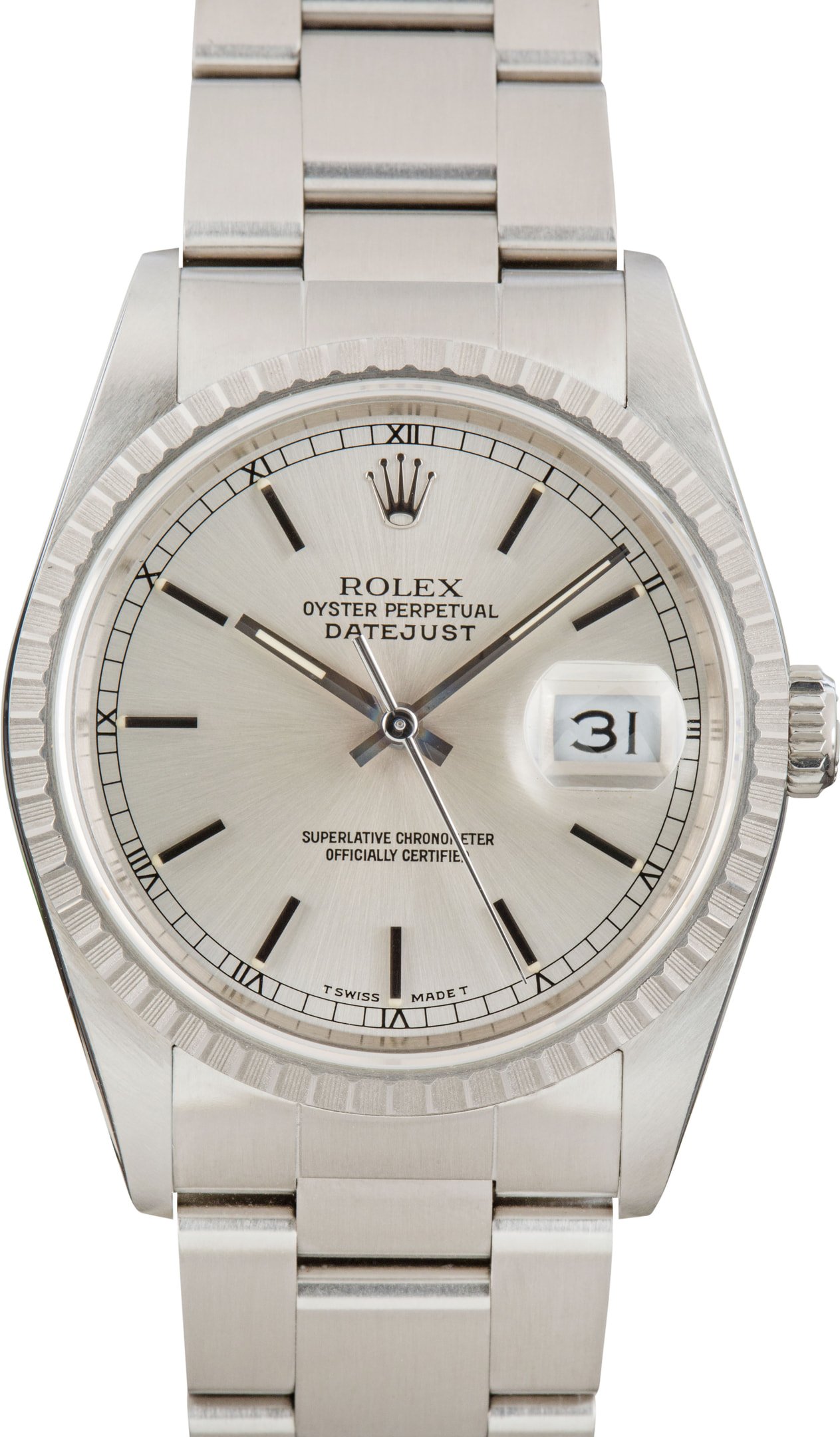zUsed-Rolex-Datejust-36-16220-SKU175806-Silver Clean Factory Super Clone Rolex Datejust 16220 Silver Dial - Image 1