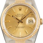 Super Clone Rolex Datejust 36 16233 Champagne Steel Gold