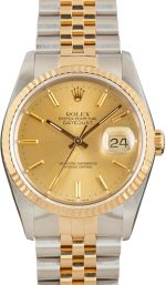 Super Clone Rolex Datejust 36 16233 Champagne Steel Gold