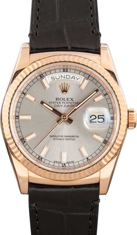 zUsed-Rolex-Day-Date-118135-Silver-Dial-SKU172331 Super Clone Rolex Day-Date 36 118135 Everose Gold Clean Factory - Image 1