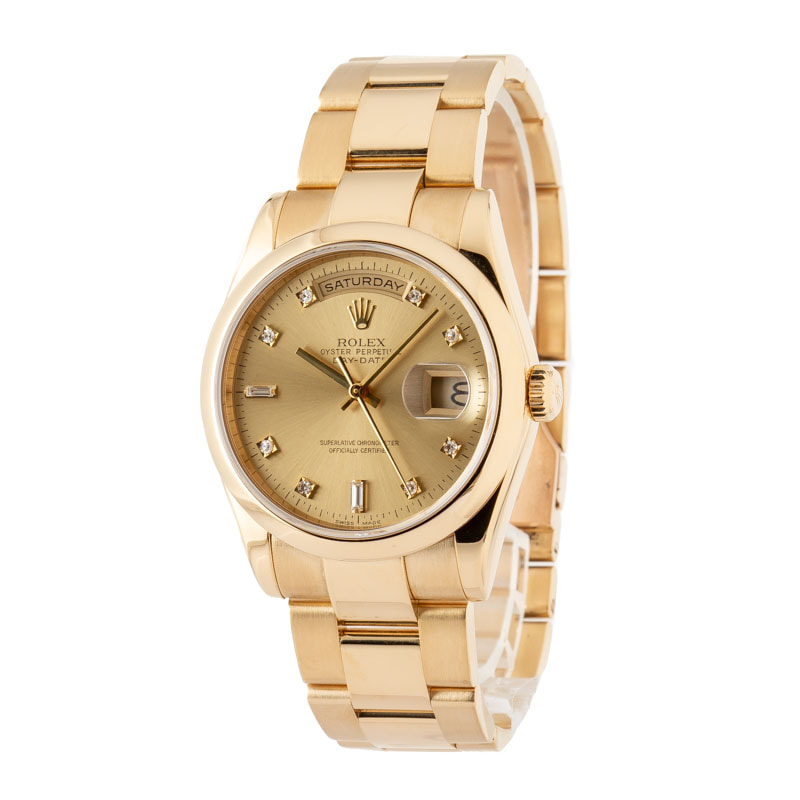 Super Clone Rolex Day-Date 118208 Yellow Gold AAA Replica