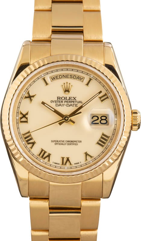 Clean Factory Super Clone Rolex Day-Date 118238 Ivory Roman Dial