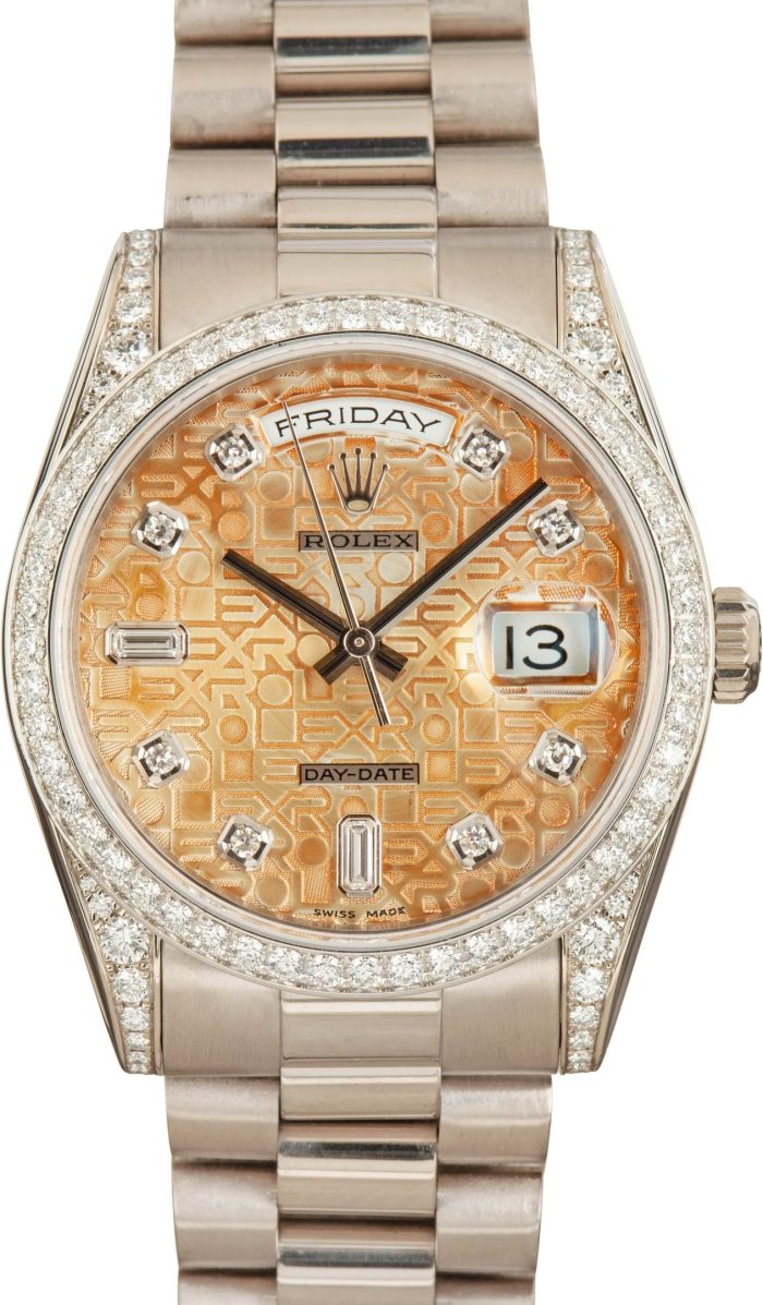 Super Clone Rolex Day-Date 36mm White Gold Diamond Bezel - Image 2