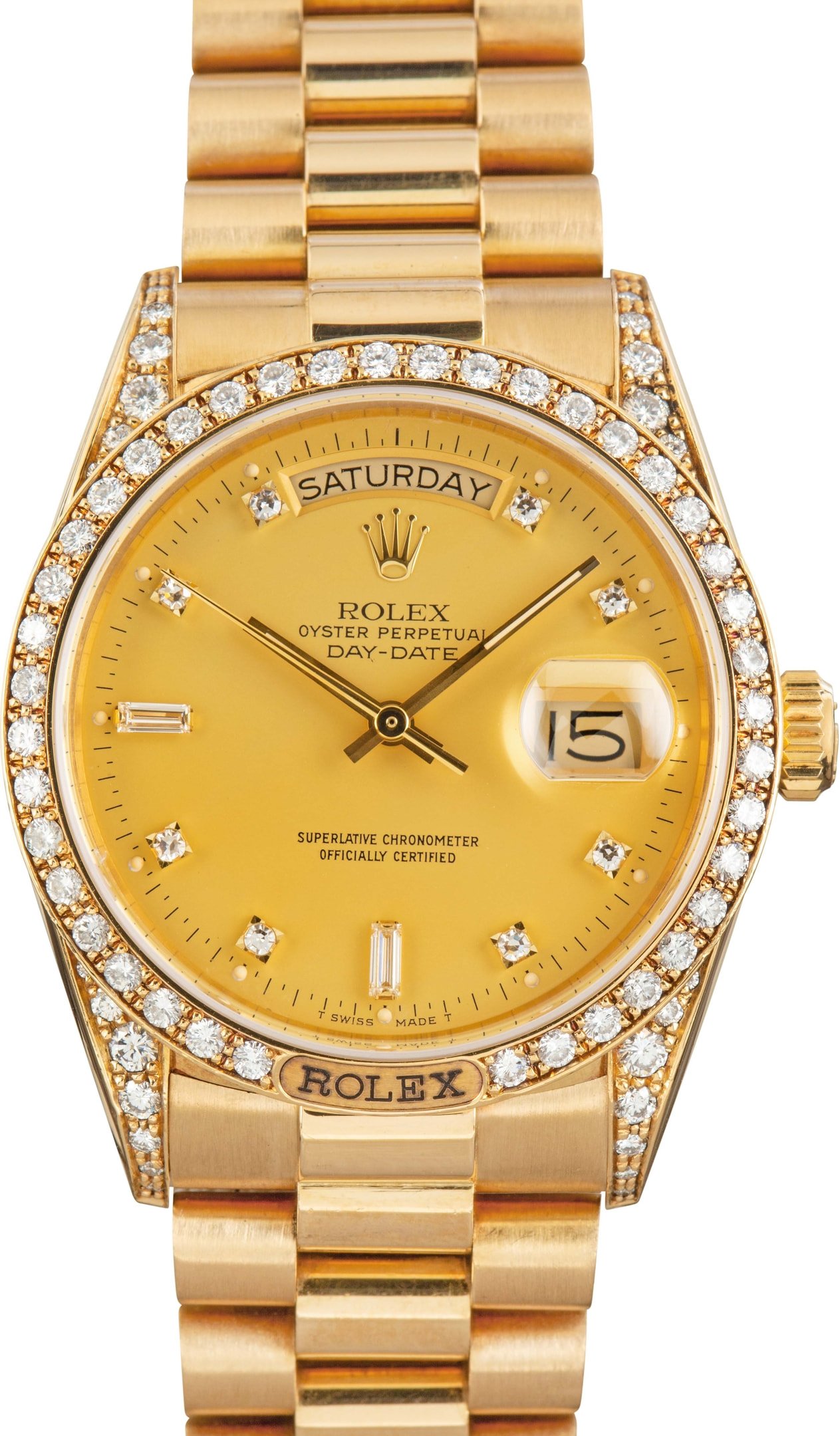 zUsed-Rolex-Day-Date-18138-Champagne-Dial-SKU174300 Super Clone Rolex Day-Date 36 Ref 18138 Diamond Gold AAA - Image 1