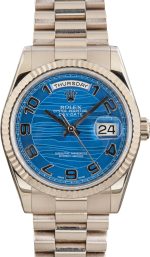 Super Clone Rolex Day-Date 36 White Gold Blue Wave Dial