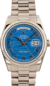 Super Clone Rolex Day-Date 36 White Gold Blue Wave Dial
