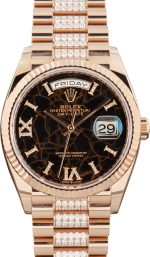 Super Clone Rolex Day-Date 36 Rose Gold Diamond Dial