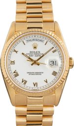 Super Clone Rolex Day-Date 36 Yellow Gold White Dial AAA Rep