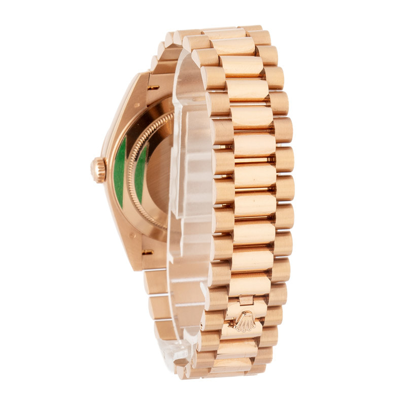 Clean Factory Super Clone Rolex Day-Date 40 Rose Gold Sundust Tapestry