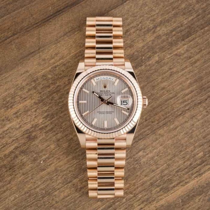 Clean Factory Super Clone Rolex Day-Date 40 Rose Gold Sundust Tapestry - Image 5