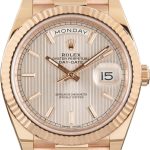 Clean Factory Super Clone Rolex Day-Date 40 Rose Gold Sundust Tapestry