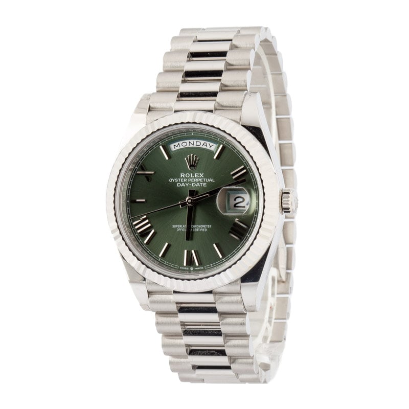 Clean Factory Super Clone Rolex Day-Date 40 Platinum Green Dial