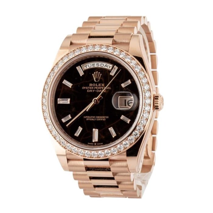 Super Clone Rolex Day-Date 40 Rose Gold Diamond Eisenkiesel Dial - Image 3