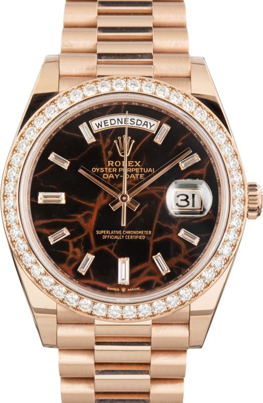 Clean Factory Super Clone Rolex Day-Date 40 Rose Gold Diamond