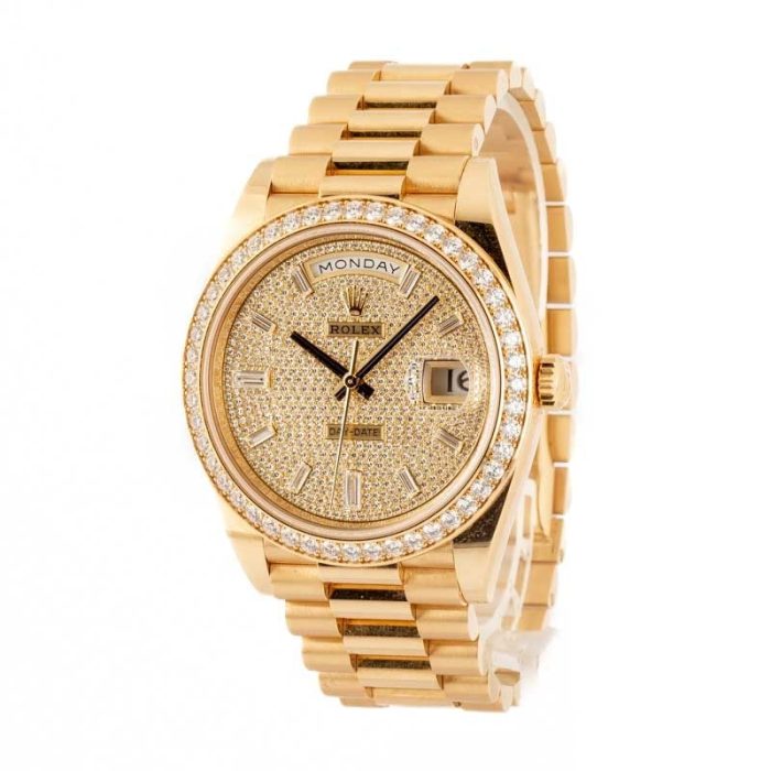 Super Clone Rolex Day-Date 40 Diamond Paved Yellow Gold - Image 3