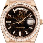 Super Clone Rolex Day-Date 40 Rose Gold Diamond Eisenkiesel Dial