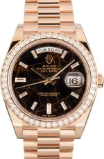 Super Clone Rolex Day-Date 40 Rose Gold Diamond Eisenkiesel Dial