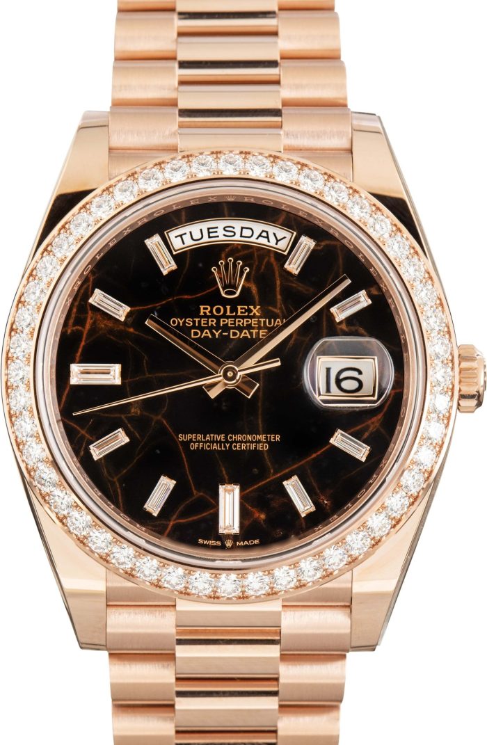 Super Clone Rolex Day-Date 40 Rose Gold Diamond Eisenkiesel Dial - Image 2