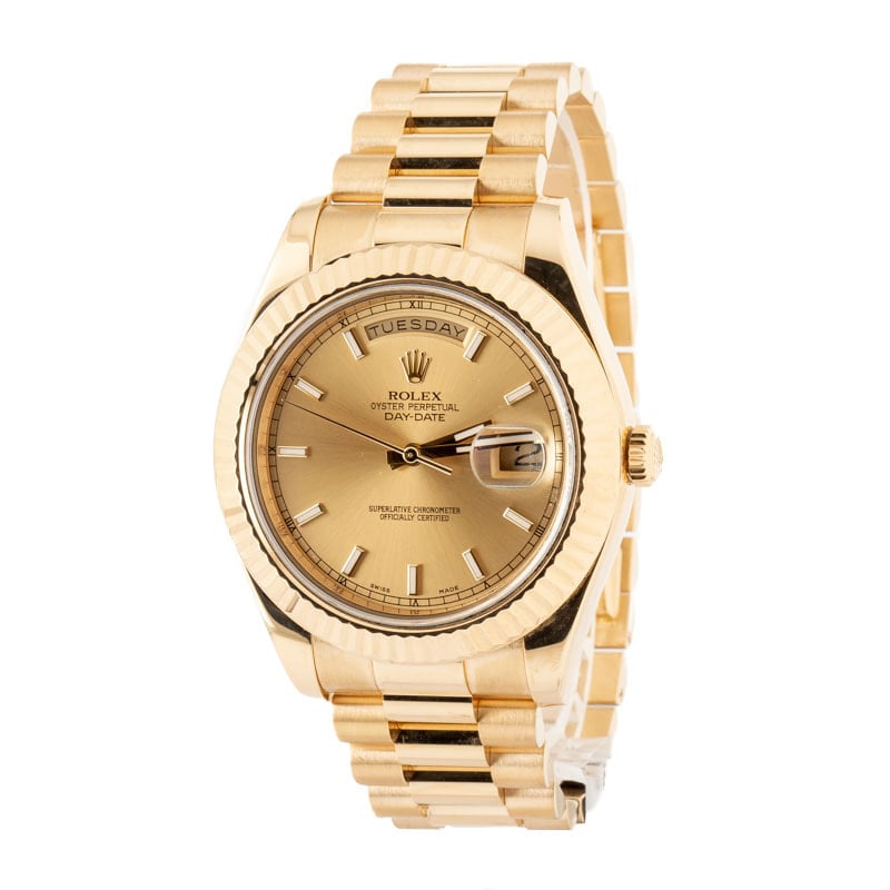 Super Clone Rolex Day-Date II 218238 Champagne Index 41mm