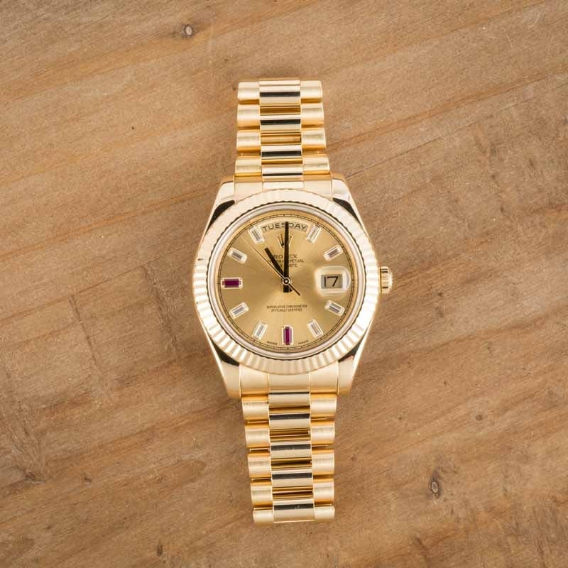 Super Clone Rolex Day-Date II 218238 Yellow Gold AAA Replica